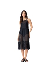 Vestido Resort Midi Recortes Laise Preto