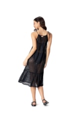Vestido Resort Midi Recortes Laise Preto