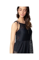 Vestido Resort Midi Recortes Laise Preto