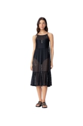 Vestido Resort Midi Recortes Laise Preto