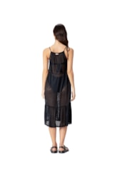 Vestido Resort Midi Recortes Laise Preto