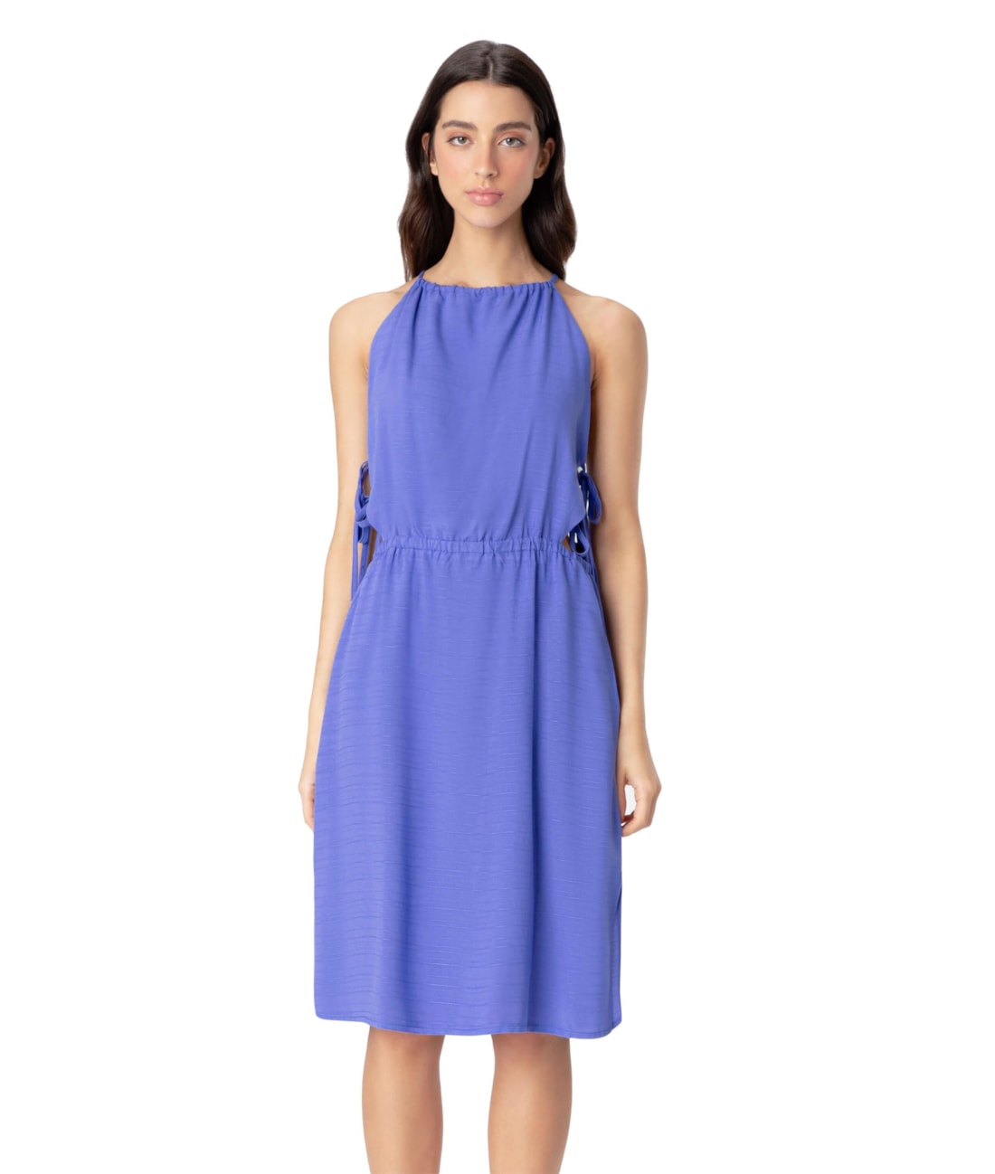 Vestido Resort Midi Visco Texture Azul Bic
