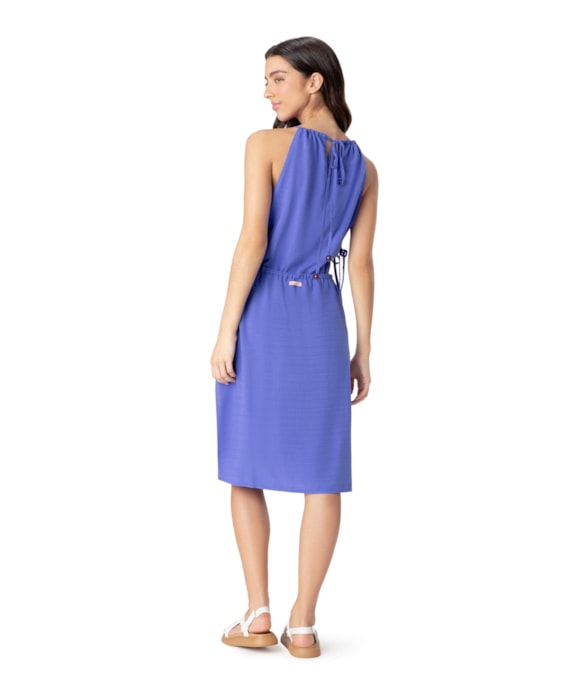 Vestido Resort Midi Visco Texture Azul Bic