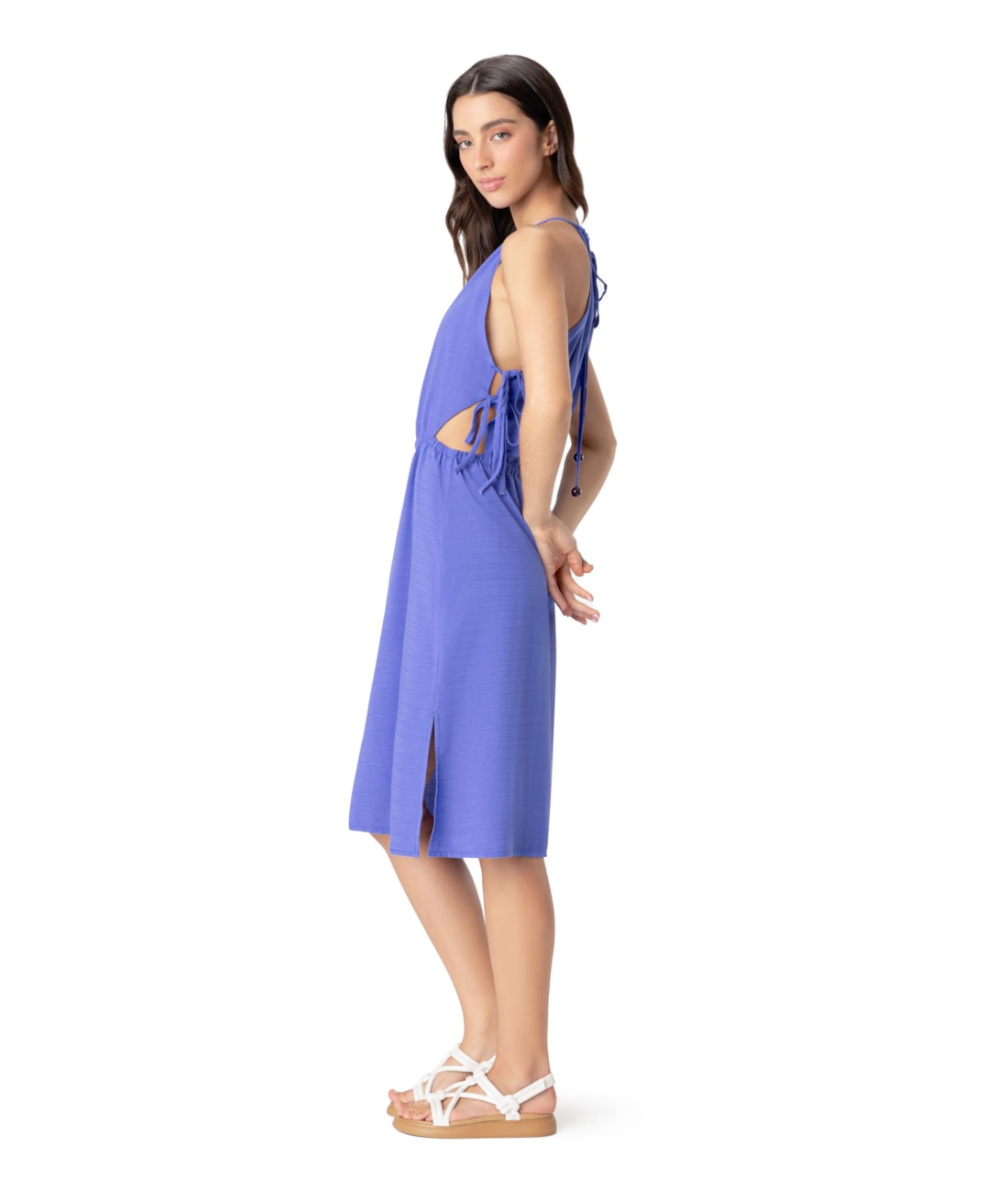 Vestido Resort Midi Visco Texture Azul Bic