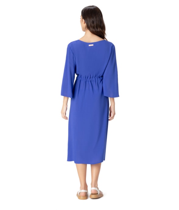 Vestido Resort Midi Viscose Azul Bic