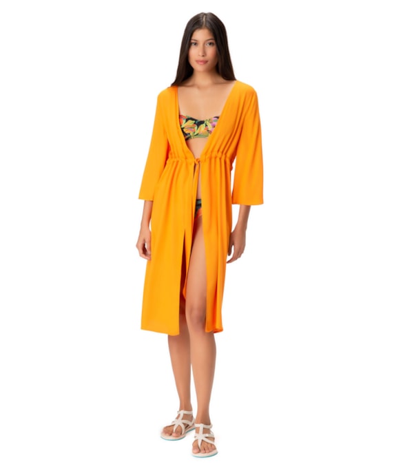 Vestido Resort Midi Viscose Laranja