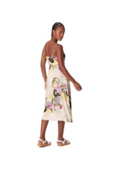 Vestido Resort Midi Viscose Print Areia