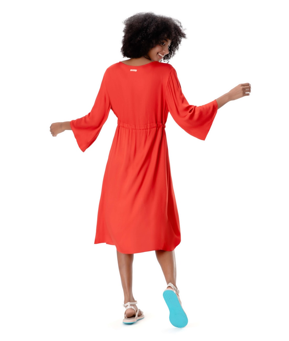 Vestido Resort Midi Viscose Vermelho