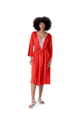 Vestido Resort Midi Viscose Vermelho