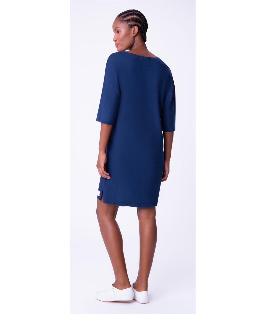 Vestido Resort Moletinho Curto Azul Bic