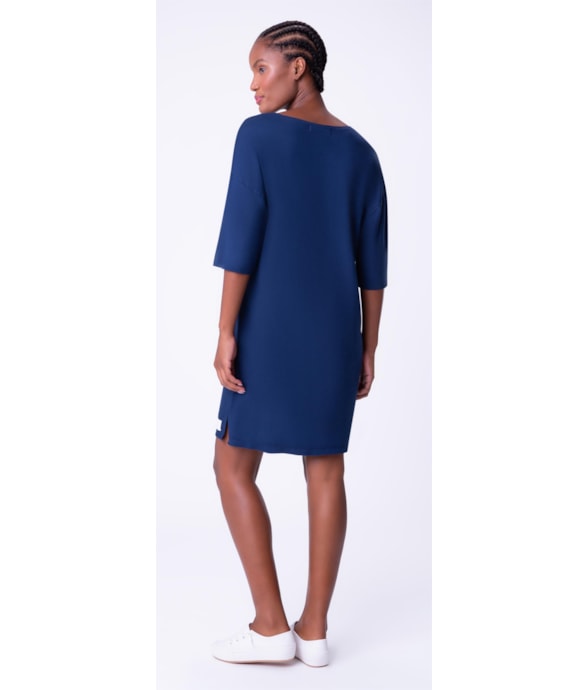 Vestido Resort Moletinho Curto Azul Bic