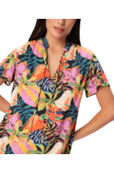 Vestido Resort Rolotê Curto Botânico Preto