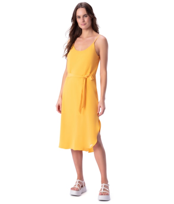 Vestido Resort Slip Dress Seda Amarelo