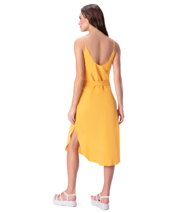 Vestido Resort Slip Dress Seda Amarelo