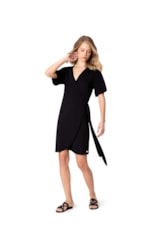 Vestido Resort Transpassado Jersey Preto