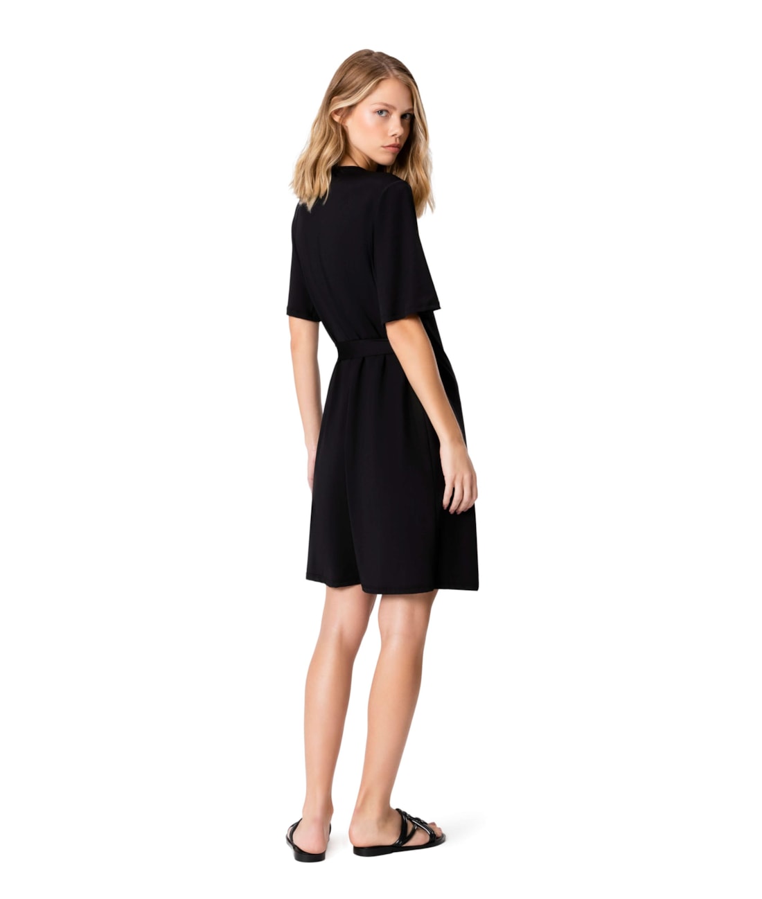 Vestido Resort Transpassado Jersey Preto