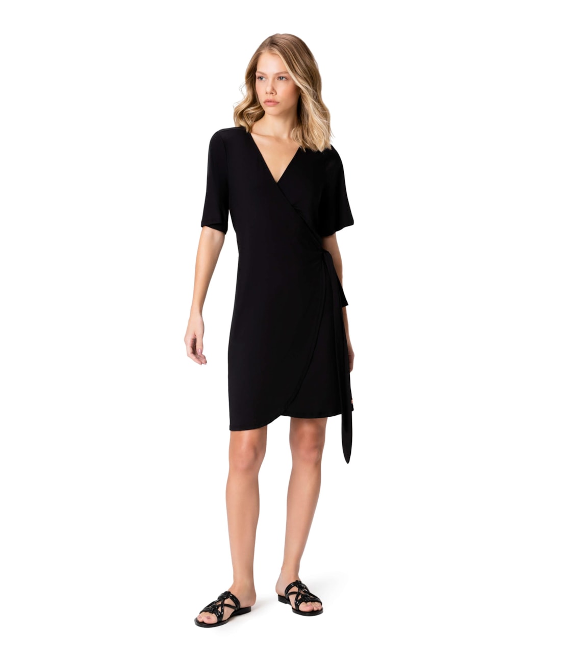 Vestido Resort Transpassado Jersey Preto