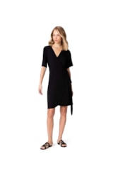 Vestido Resort Transpassado Jersey Preto