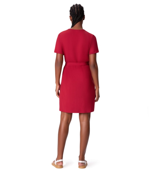 Vestido Resort Transpassado Jersey Vermelho