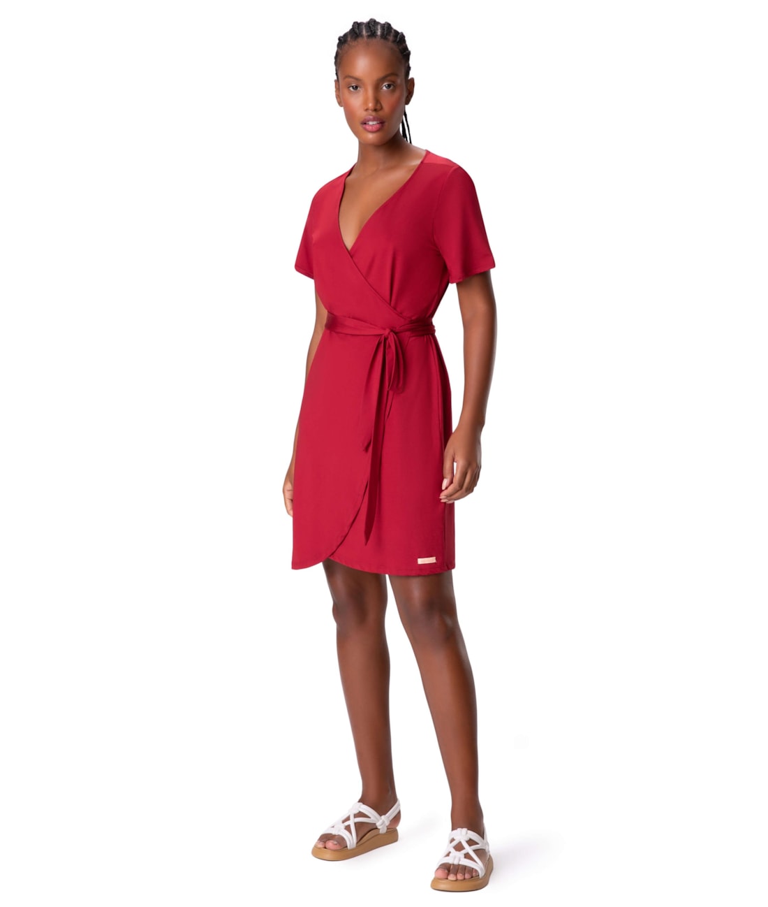 Vestido Resort Transpassado Jersey Vermelho