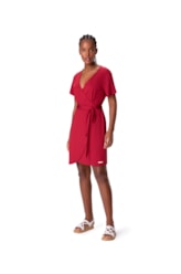 Vestido Resort Transpassado Jersey Vermelho