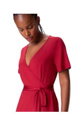 Vestido Resort Transpassado Jersey Vermelho