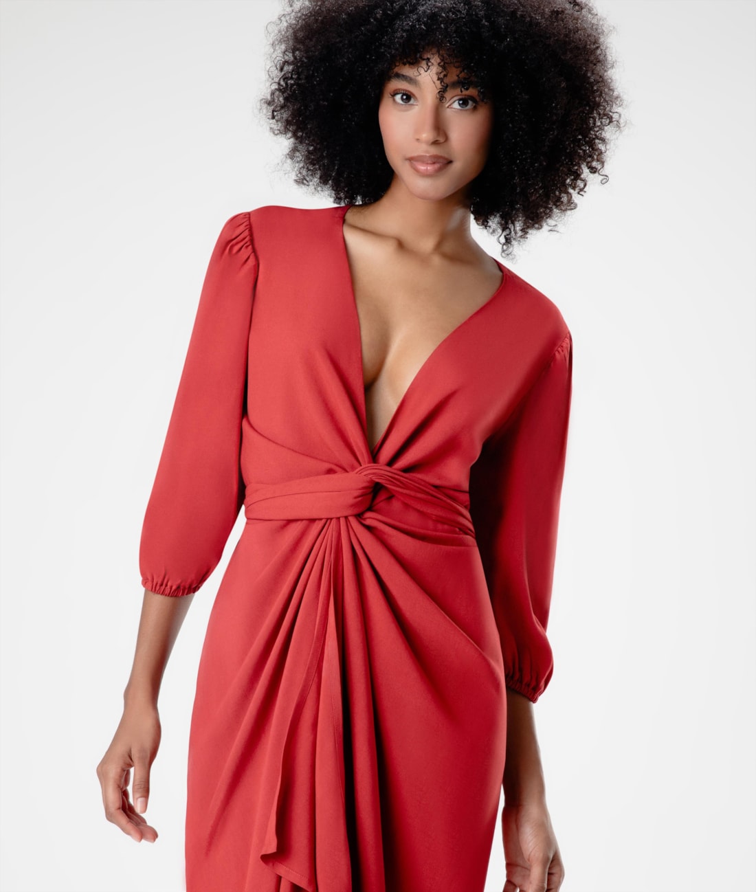 Vestido Resort Transpassado Linho Blend Vinho