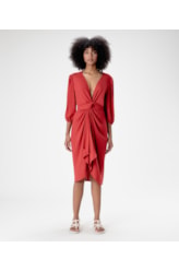Vestido Resort Transpassado Linho Blend Vinho