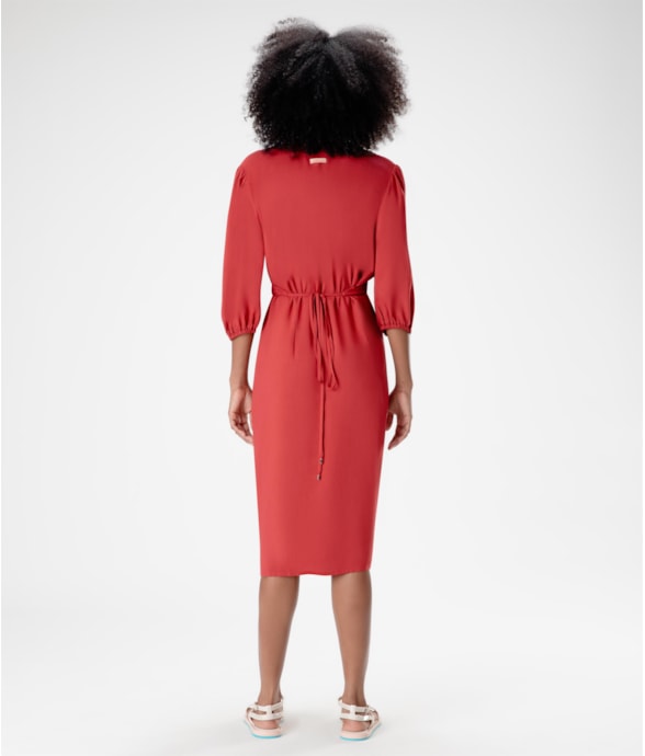 Vestido Resort Transpassado Linho Blend Vinho