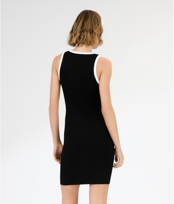 Vestido Rib Bicolor Preto