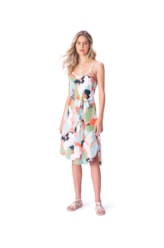 Vestido Slip Dress Seda Print Verde Oliva