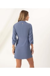 Vestido Transpassado Crepe Indiano Azul Claro