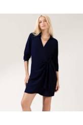 Vestido Transpassado Crepe Indiano Dark Navy