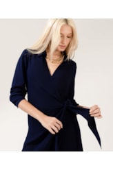 Vestido Transpassado Crepe Indiano Dark Navy