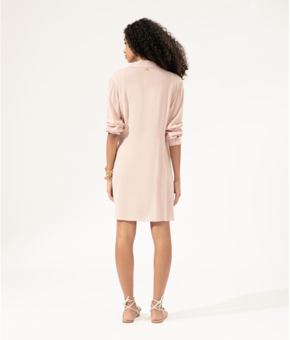 Vestido Transpassado Crepe Indiano Rosa Dusty