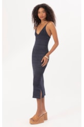 Vestido Tricot Canelado Mescla Dark Navy