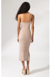 Vestido Tricot Canelado Mescla Natural