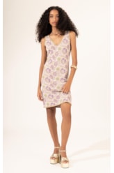 Vestido Tricot Jacquard Floral Natural