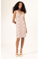 Vestido Tricot Jacquard Floral Natural