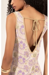 Vestido Tricot Jacquard Floral Natural