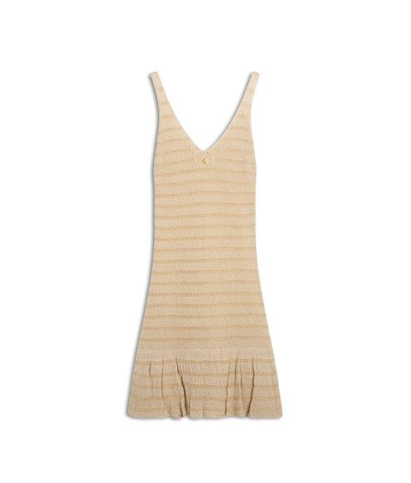 Vestido Tricot Lurex Stripes Natural