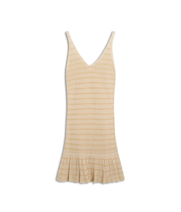 Vestido Tricot Lurex Stripes Natural