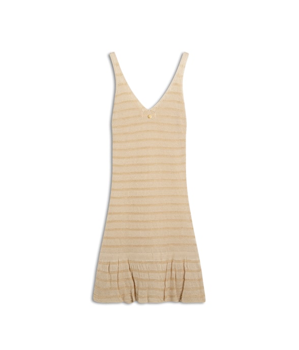 Vestido Tricot Lurex Stripes Natural