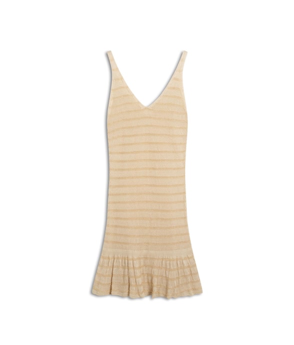 Vestido Tricot Lurex Stripes Natural