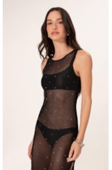 Vestido Tule Crystals By Swarovski Celebrate Preto