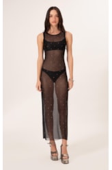 Vestido Tule Crystals By Swarovski Celebrate Preto