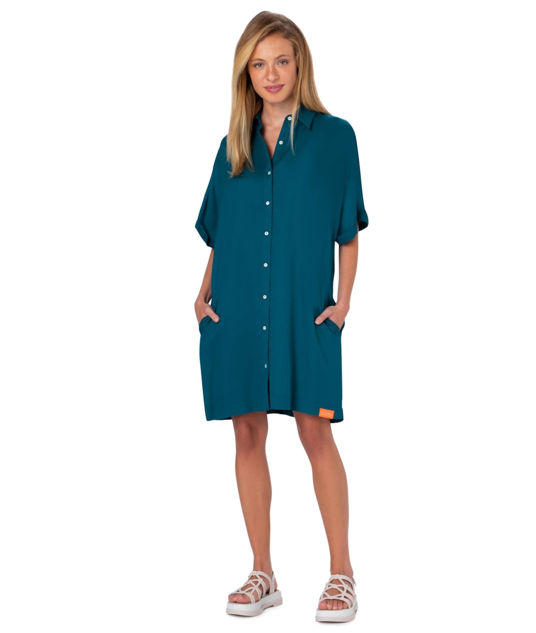 Vestido Turista Visco Dobby Azul Claro