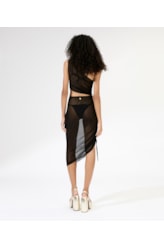Vestido Um Ombro Só Tule Preto