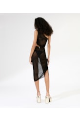 Vestido Um Ombro Só Tule Preto