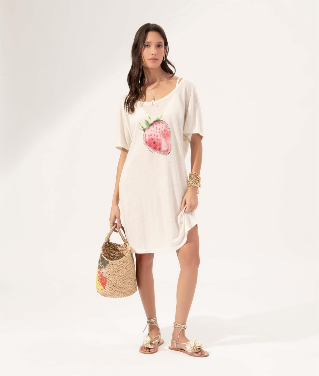 Vestido Viscolinho Berry Off White